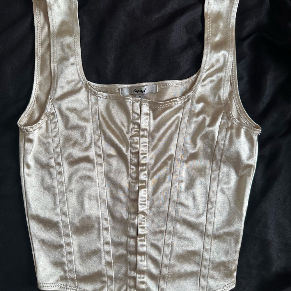 Cream Satin Corset Top